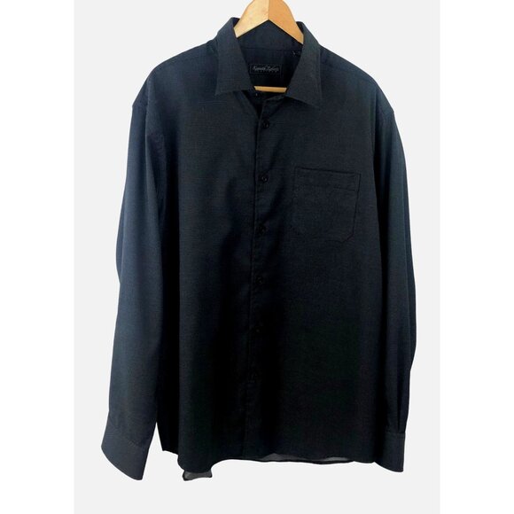 Kenneth Roberts Platinum Mens Size XXL Black/White Button Up Long Sleeve Shirt - Picture 1 of 10